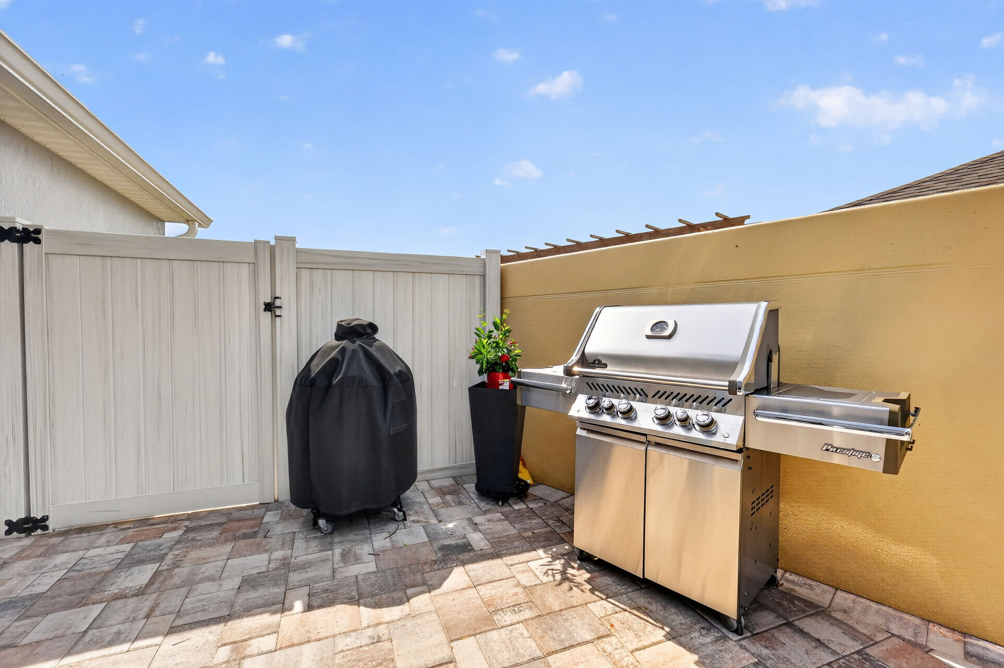 Extended PAVER Patio with PRIVACY Wall and Fence