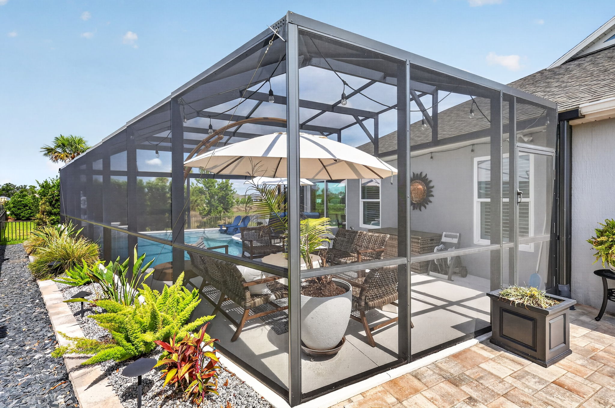 Rear and Side Elevation of Swimming Pool and Screen Porch