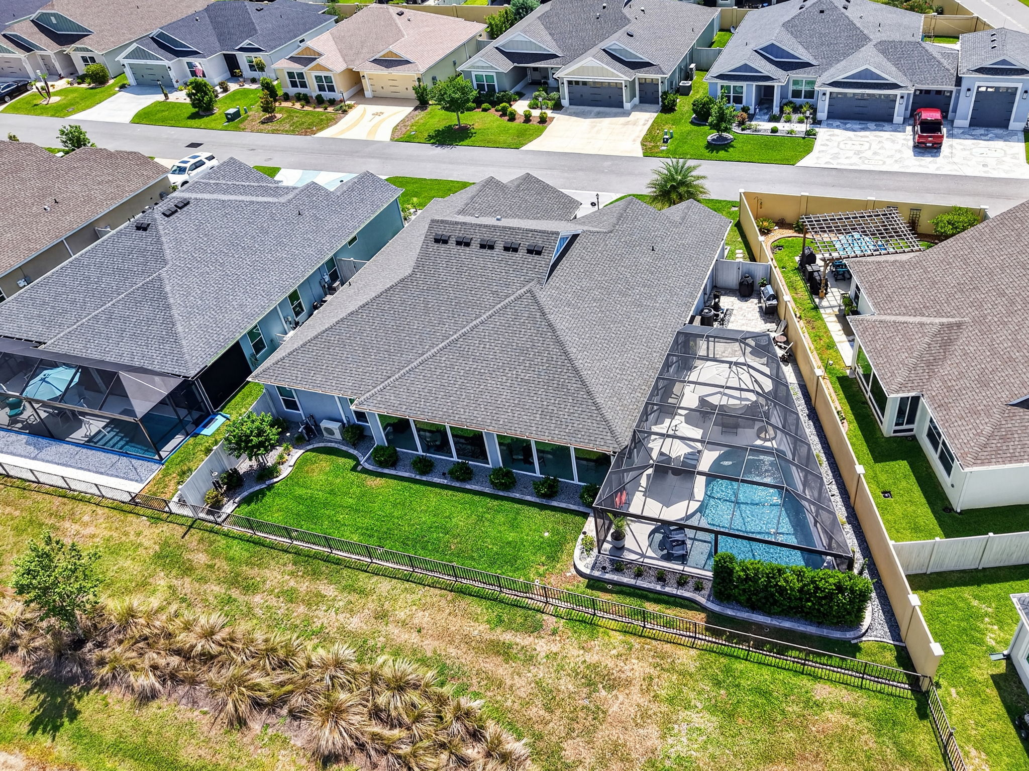 Aerial Rear Elevation with Swimming Pool