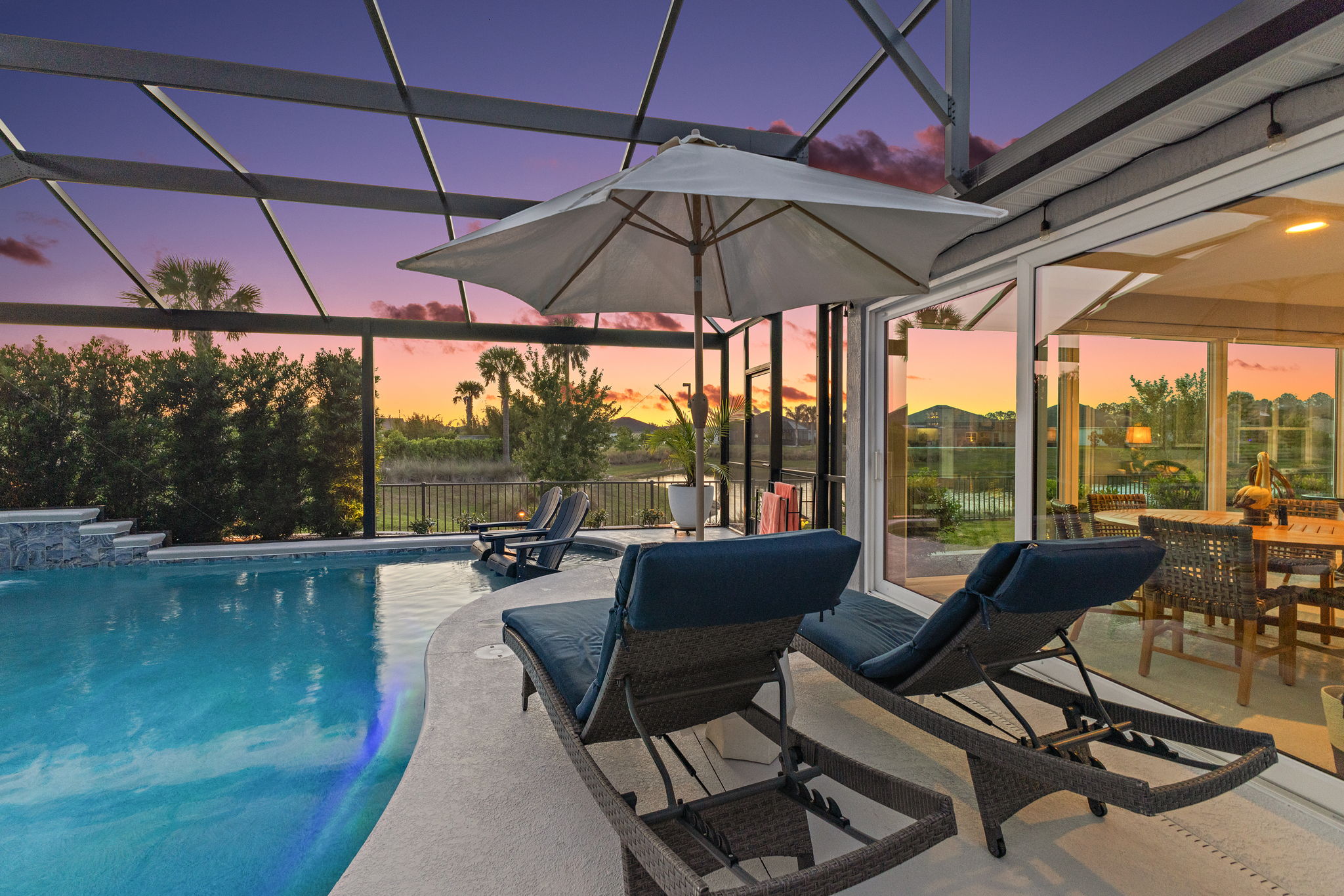 Twilight Swimming Pool with PRIVACY Landscaping