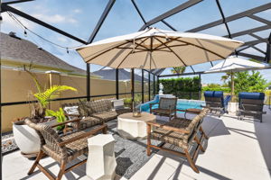 Swimming Pool and Screen Porch with PRIVACY Wall and Landscaping