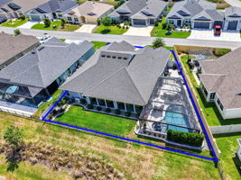 Aerial Rear Elevation with Property Lines and Swimming Pool