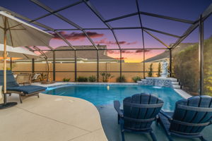 Twilight Swimming Pool with PRIVACY Wall and Landscaping