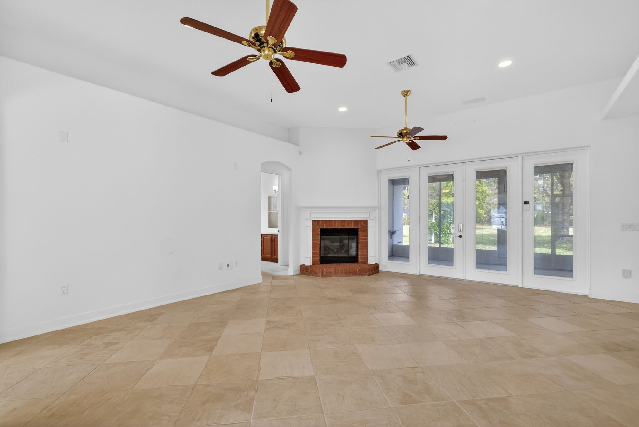 Family Room with Corner Fireplace