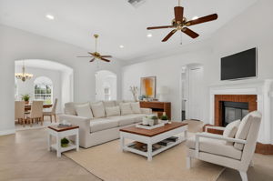 Family Room with Corner Fireplace-Virtually Staged