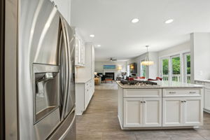 Kitchen and view of dining room