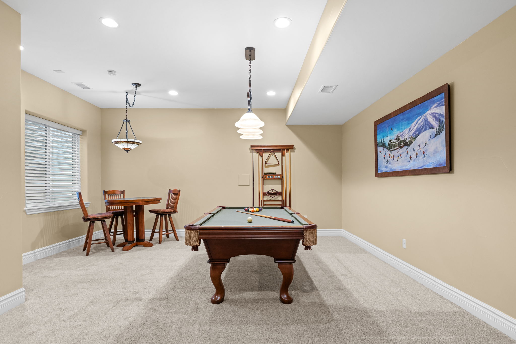 Multi-purpose space currently used as a pool/billiard room