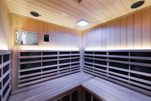 A built-in sauna make is also a luxury for this dream lower level