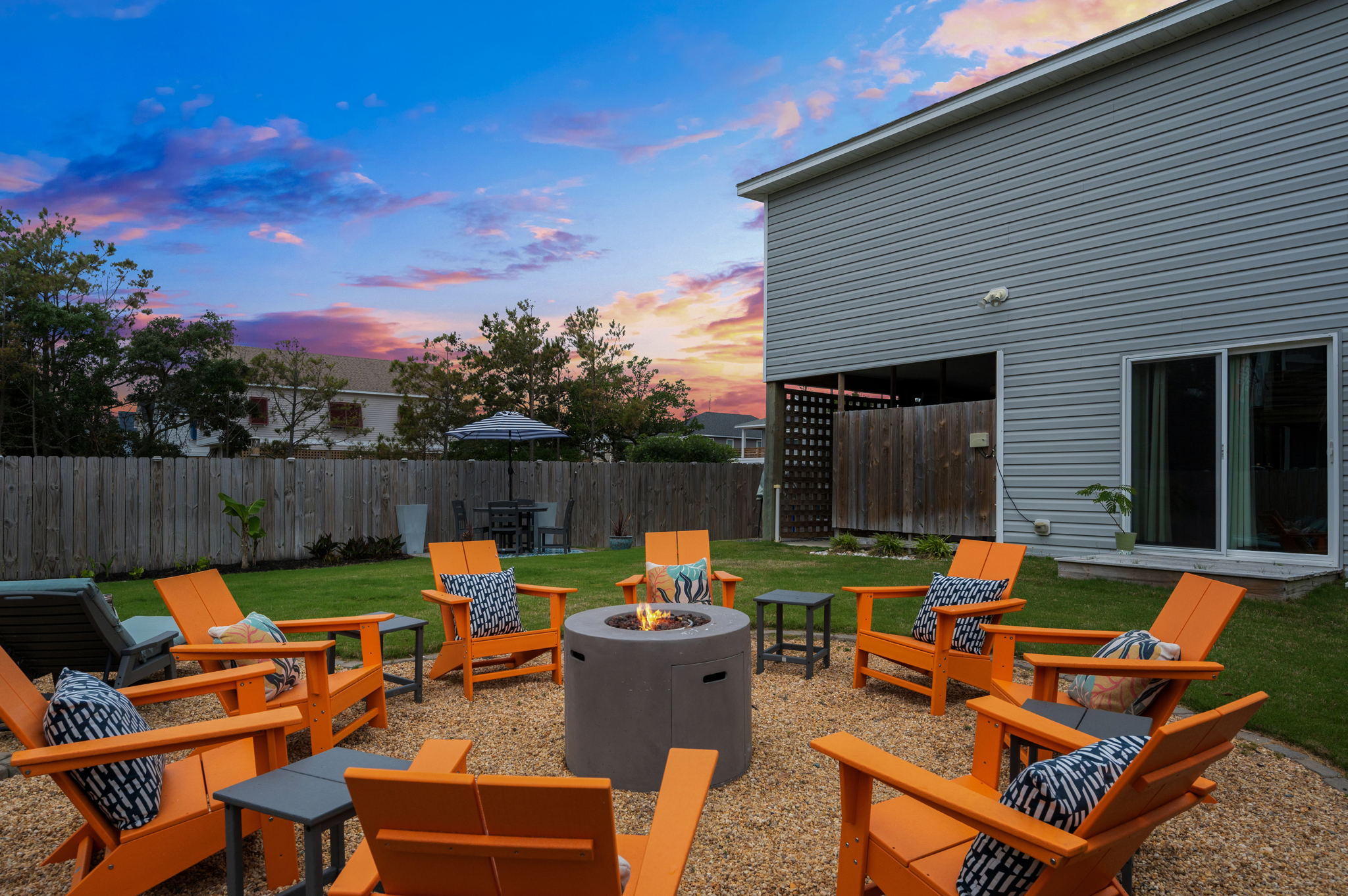 437 W Palmetto | Fenced Yard - Fire Pit at Sunset