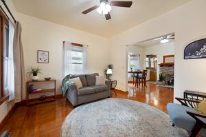 Living Room with large opening  Dining Room