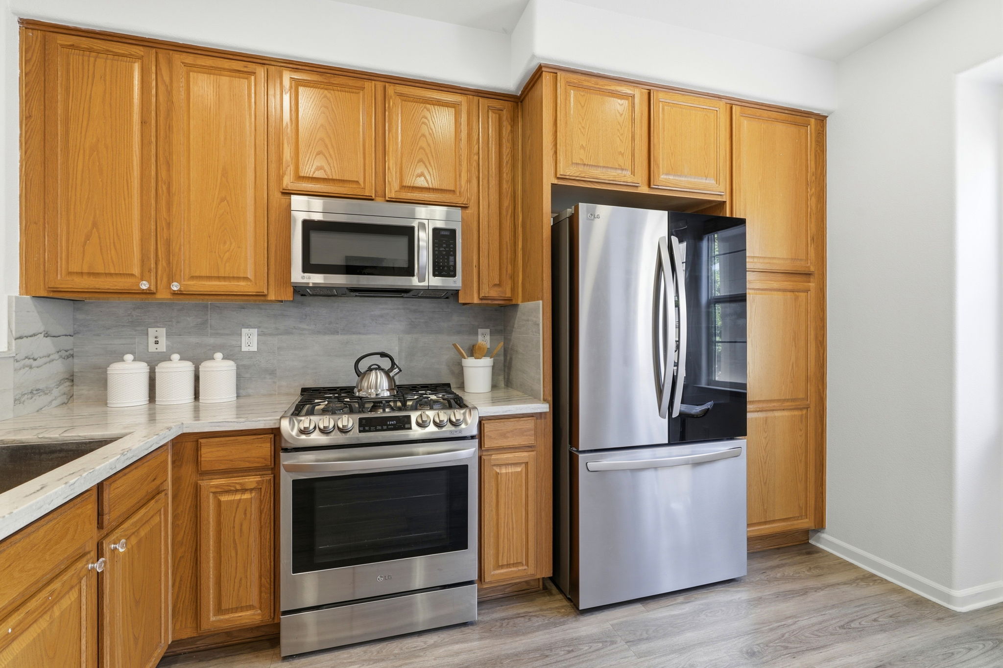 Kitchen with stainless steel appliances