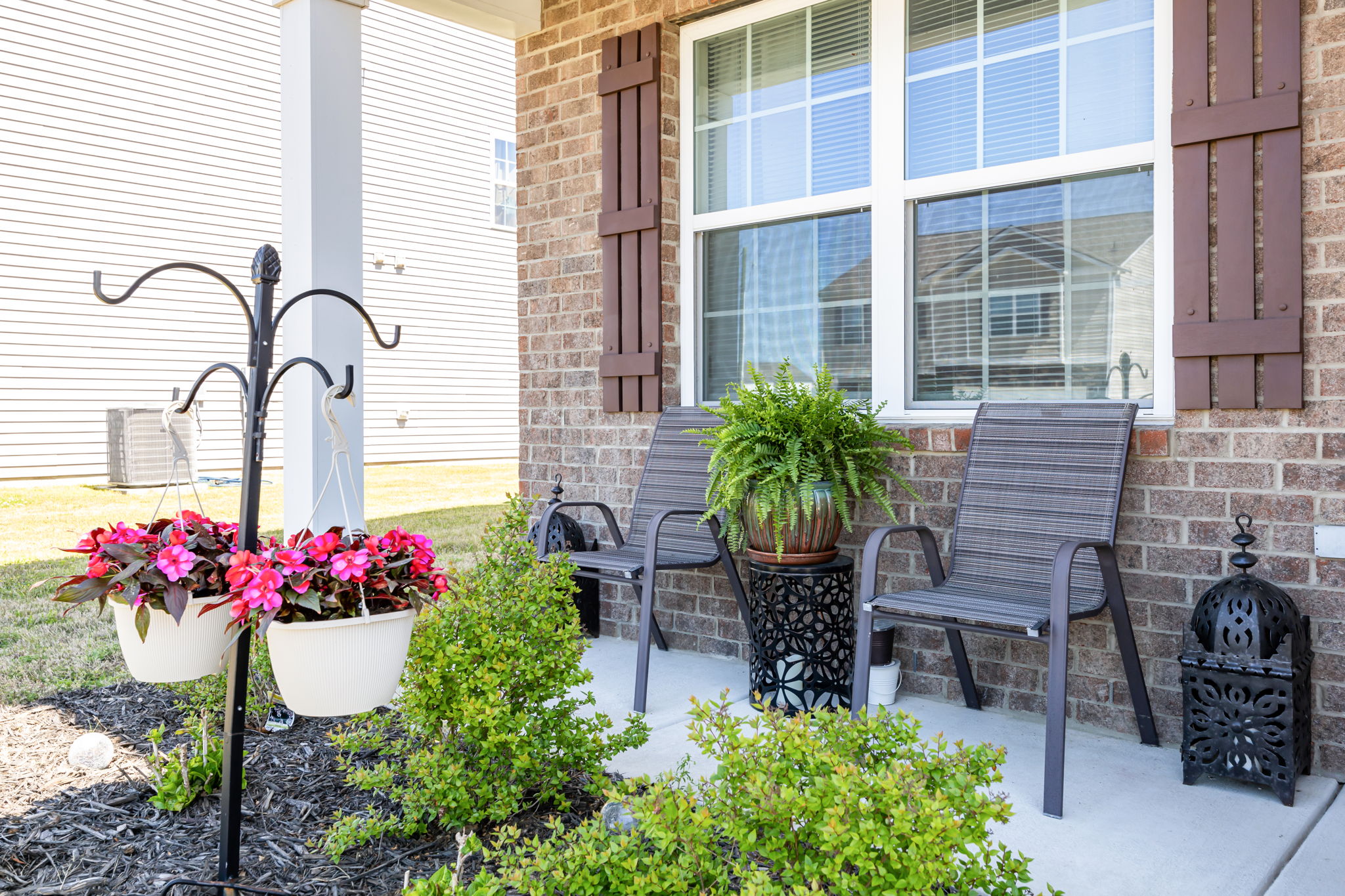 Covered Front Porch w/ Landscaping