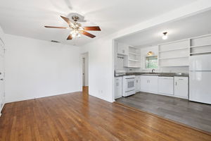 Original wood floors, updated LPV in bathroom and kitchen.