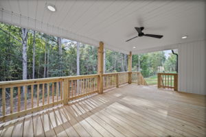 Large covered patio with recessed lighting and ceiling fans