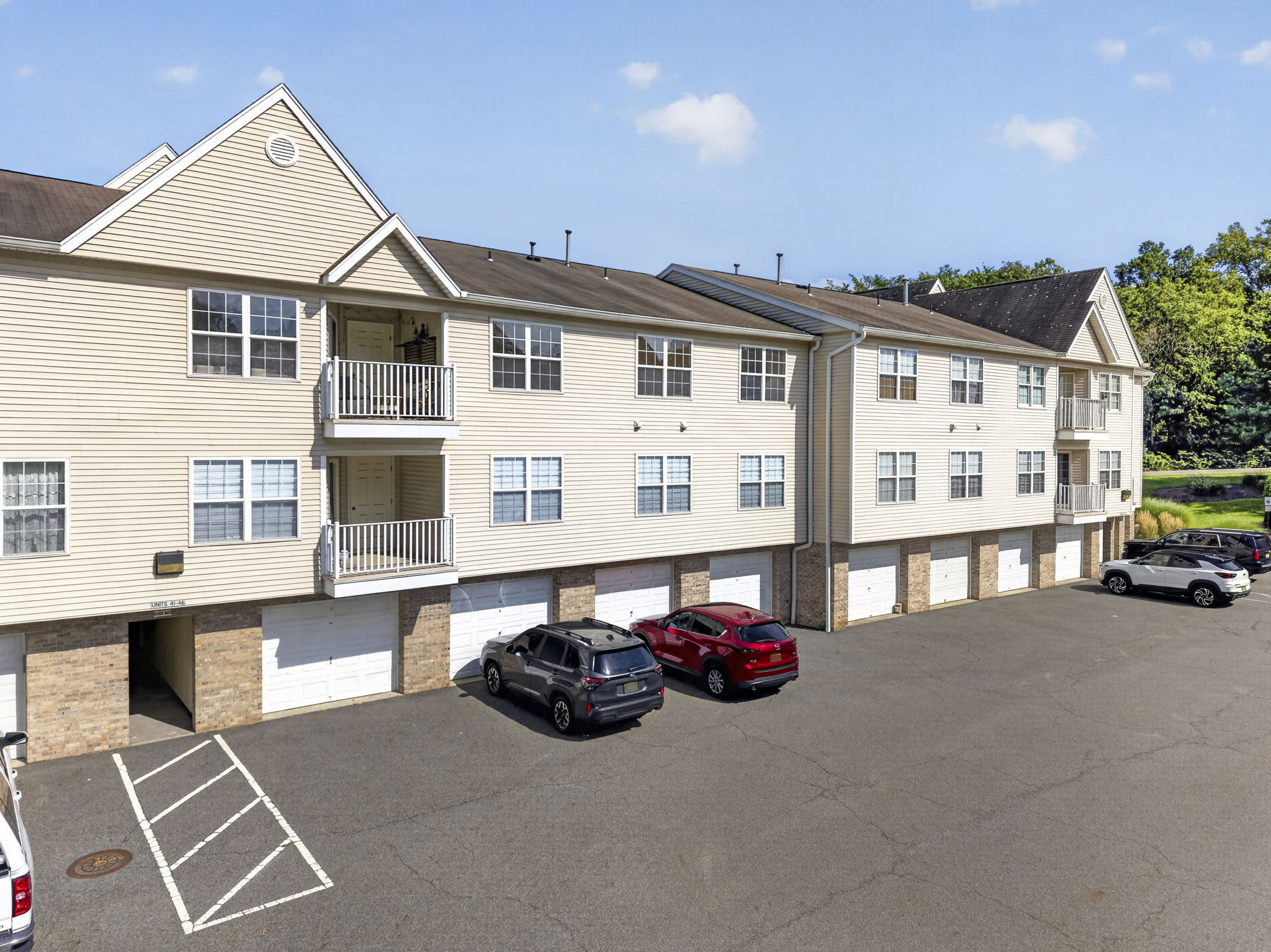 Balcony is top one, garage entrance directly below #45