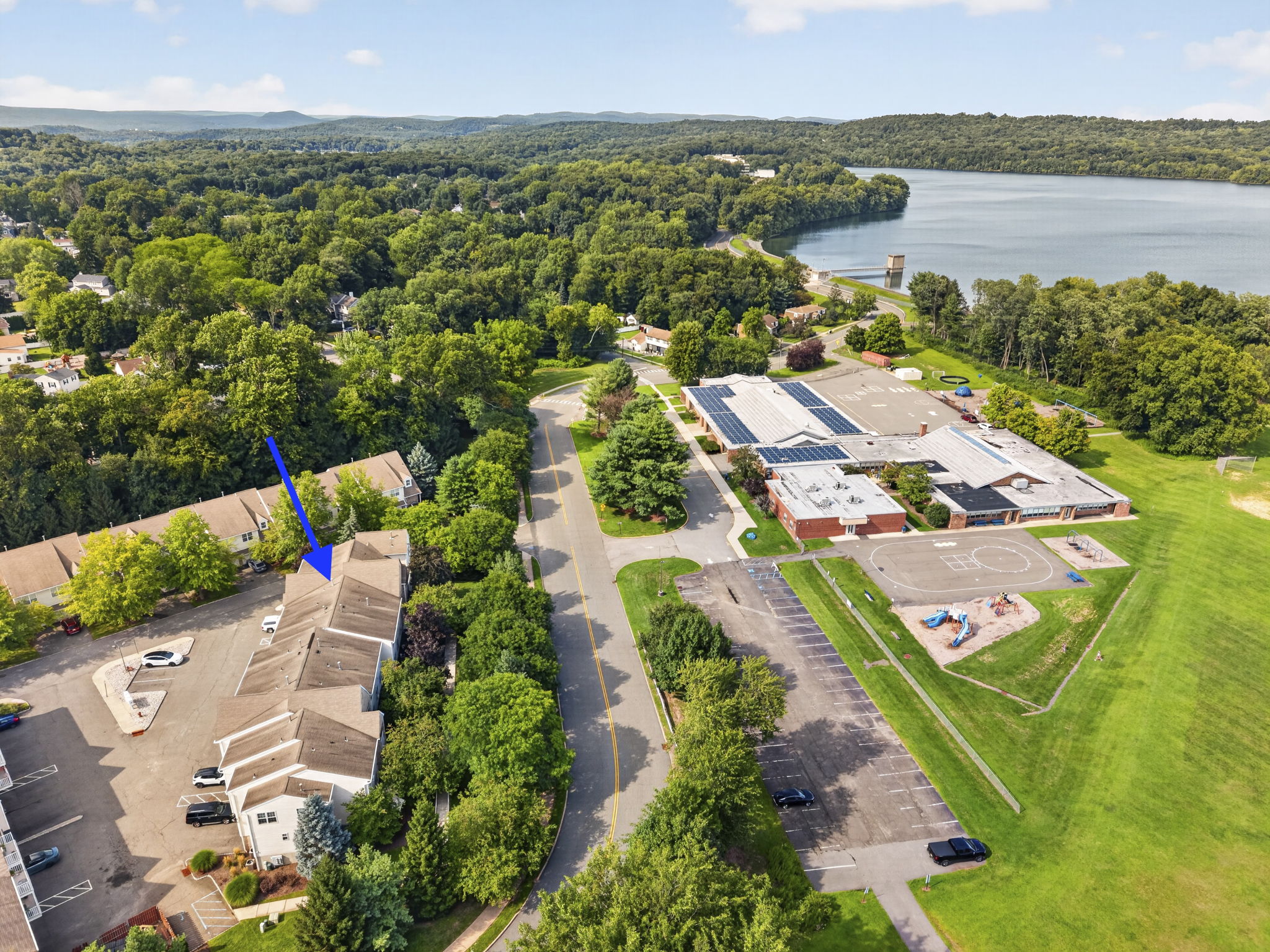 Drone View of Complex: arrow points to complex, nearby AP Terhune Elementary School.