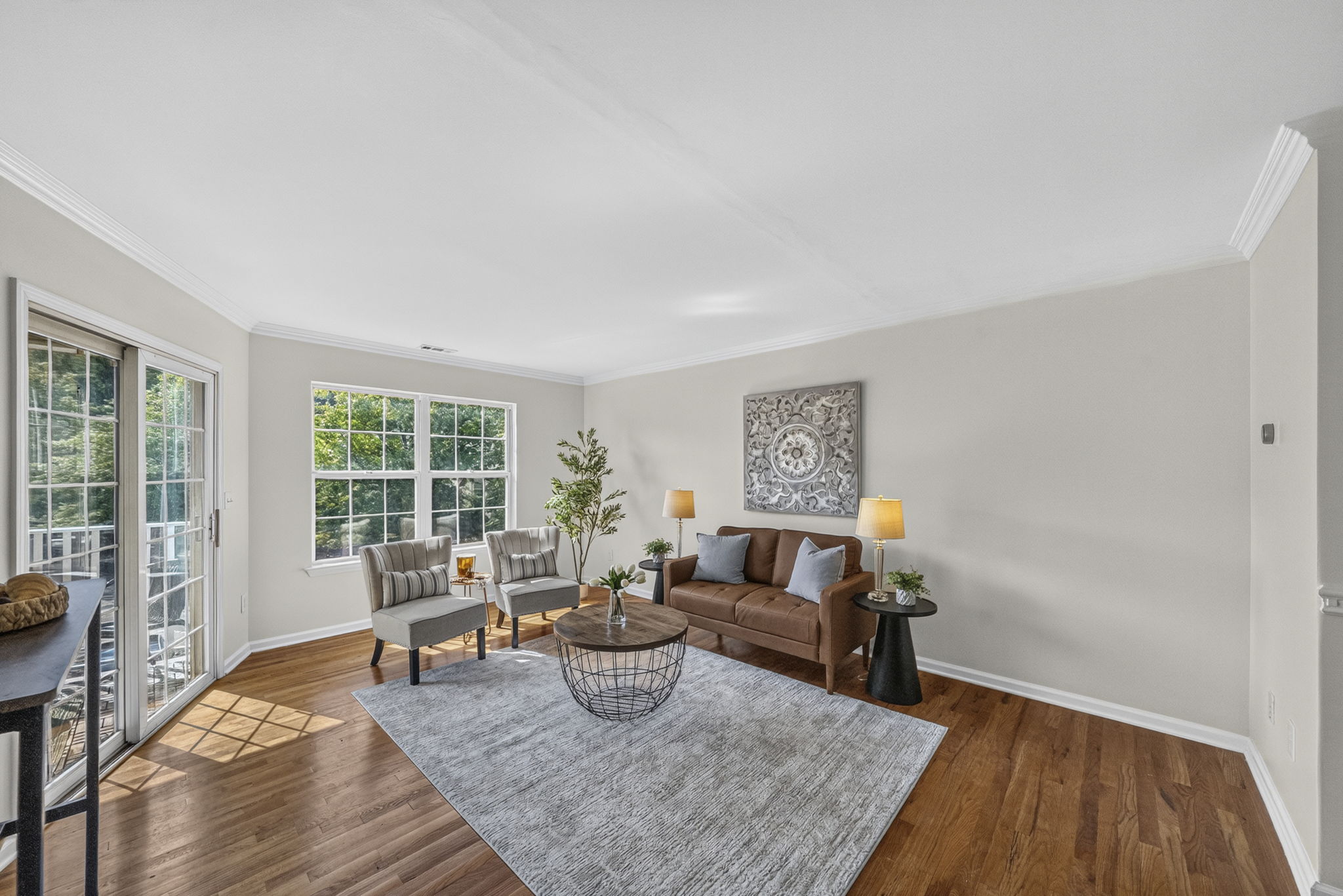 Open Concept Living-Living, Dining & Living Room & Kitchen with Breakfast Bar & Nearby Balcony