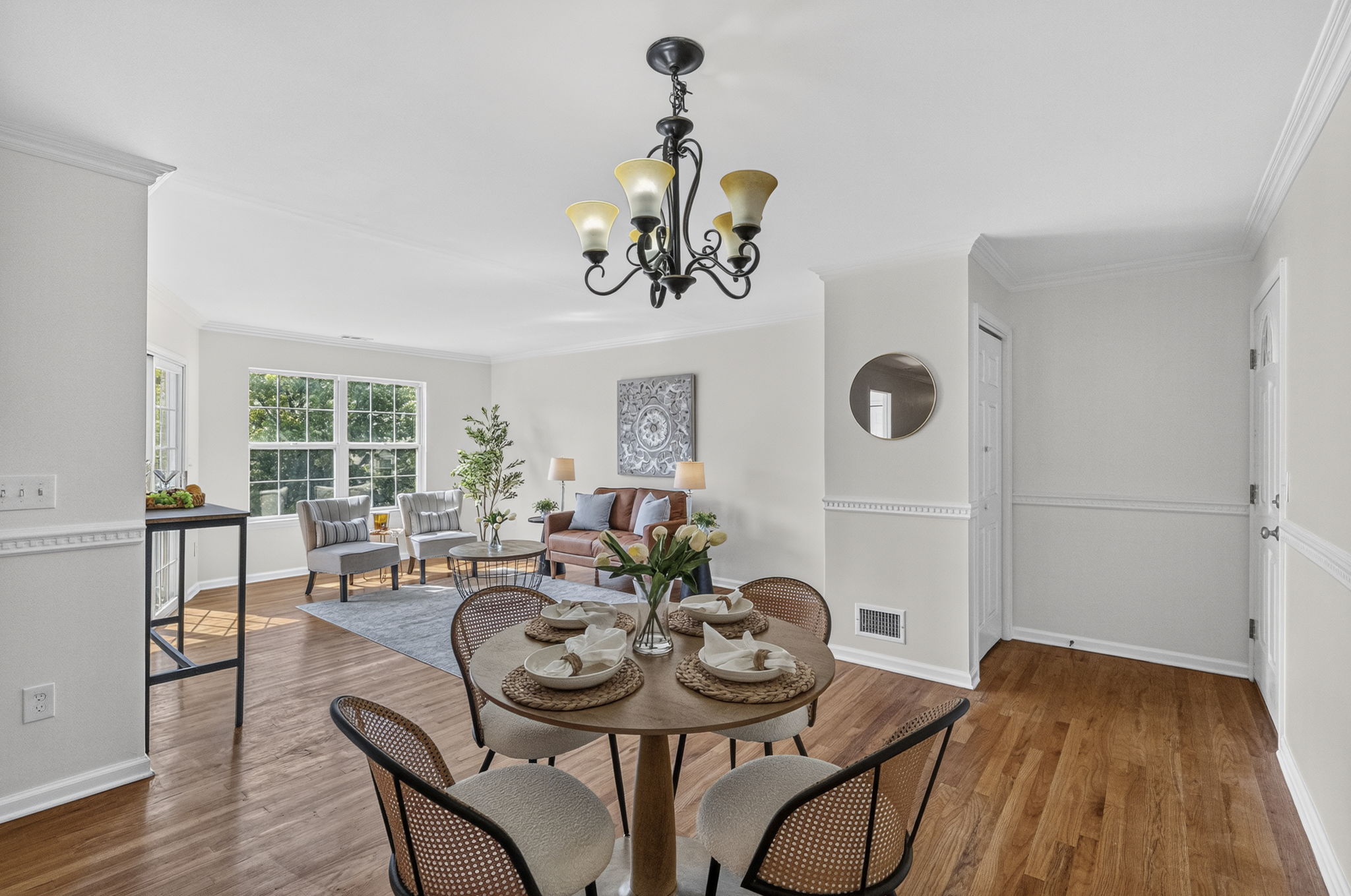 Open Concept Living-Living, Dining & Living Room & Kitchen with Breakfast Bar & Nearby Balcony