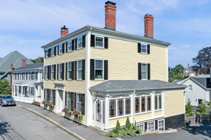 Side of the home that faces the driveway and vestibule