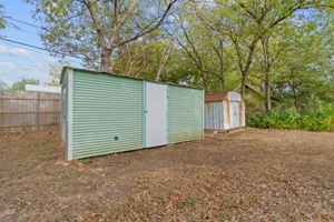 Shed has electric and water (it used to be where the washer/dryer was housed)