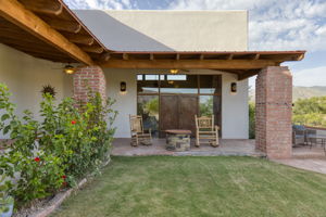 Roses, grass and view to family room