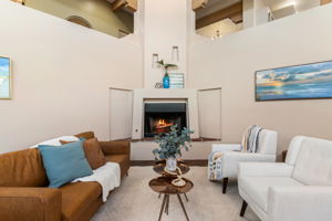 Living Room with corner fireplace