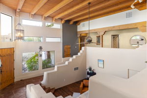 Wood beamed ceilings in the living room