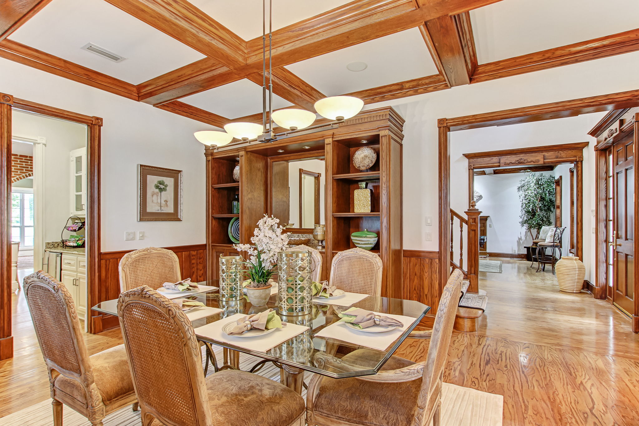 Dining Room with Coffered Ceiling