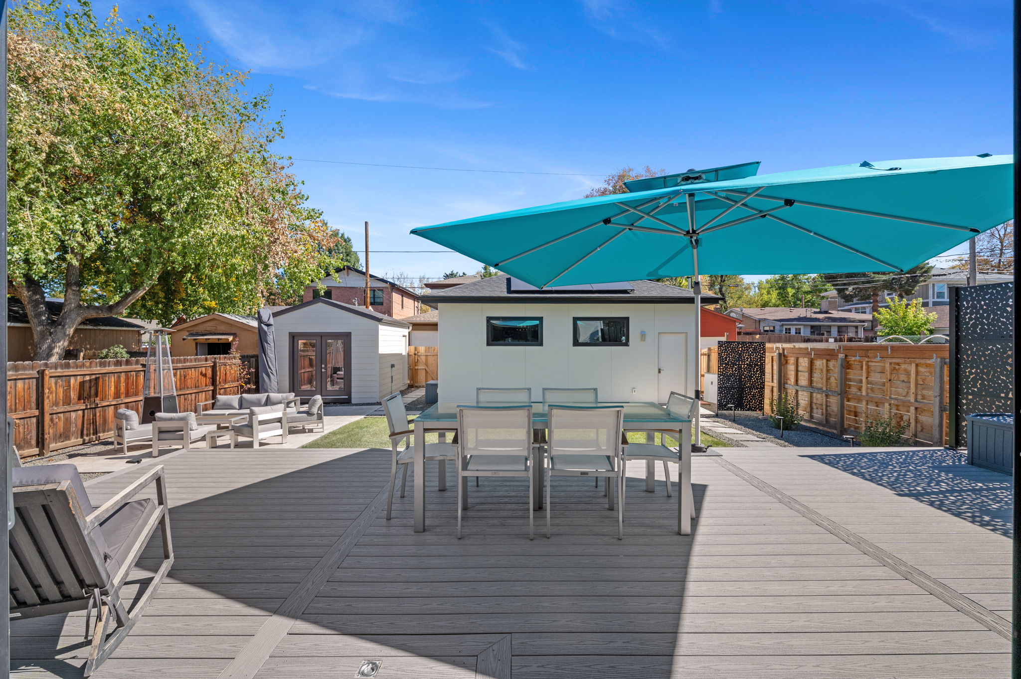 This 400 sf deck creates seamless indoor/outdoor living, just off the kitchen