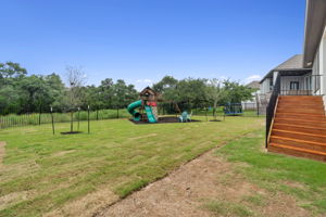 Given the recent drought, the owners just replaced the sod in the backyard.