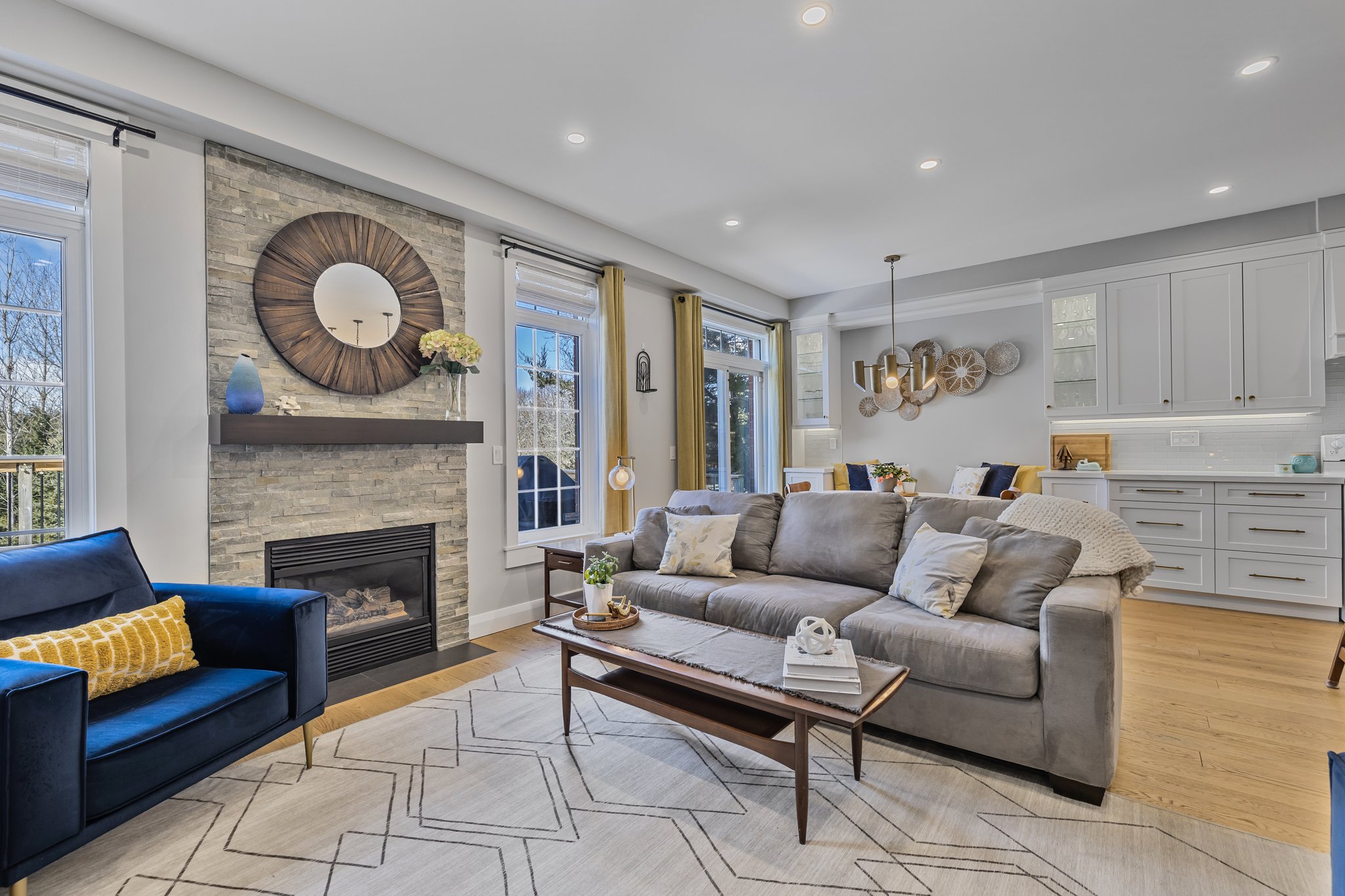 Family room with gas fireplace