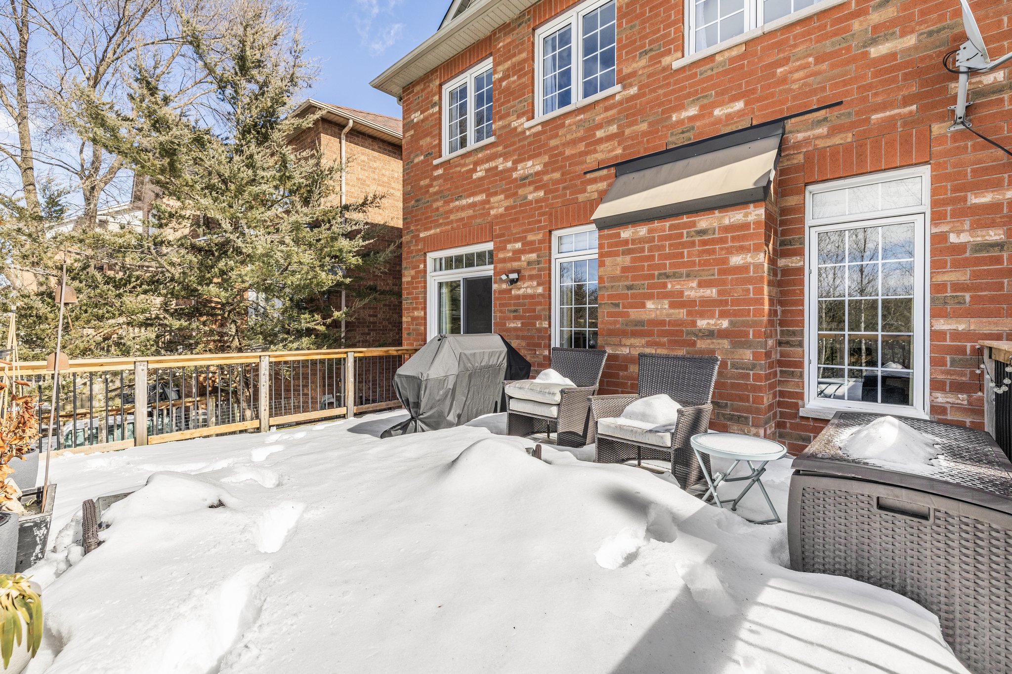 Raised deck at rear of house