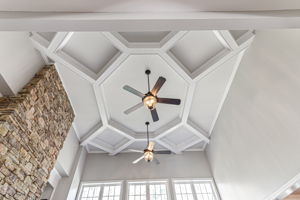 16-foot coffered ceiling in Living Room