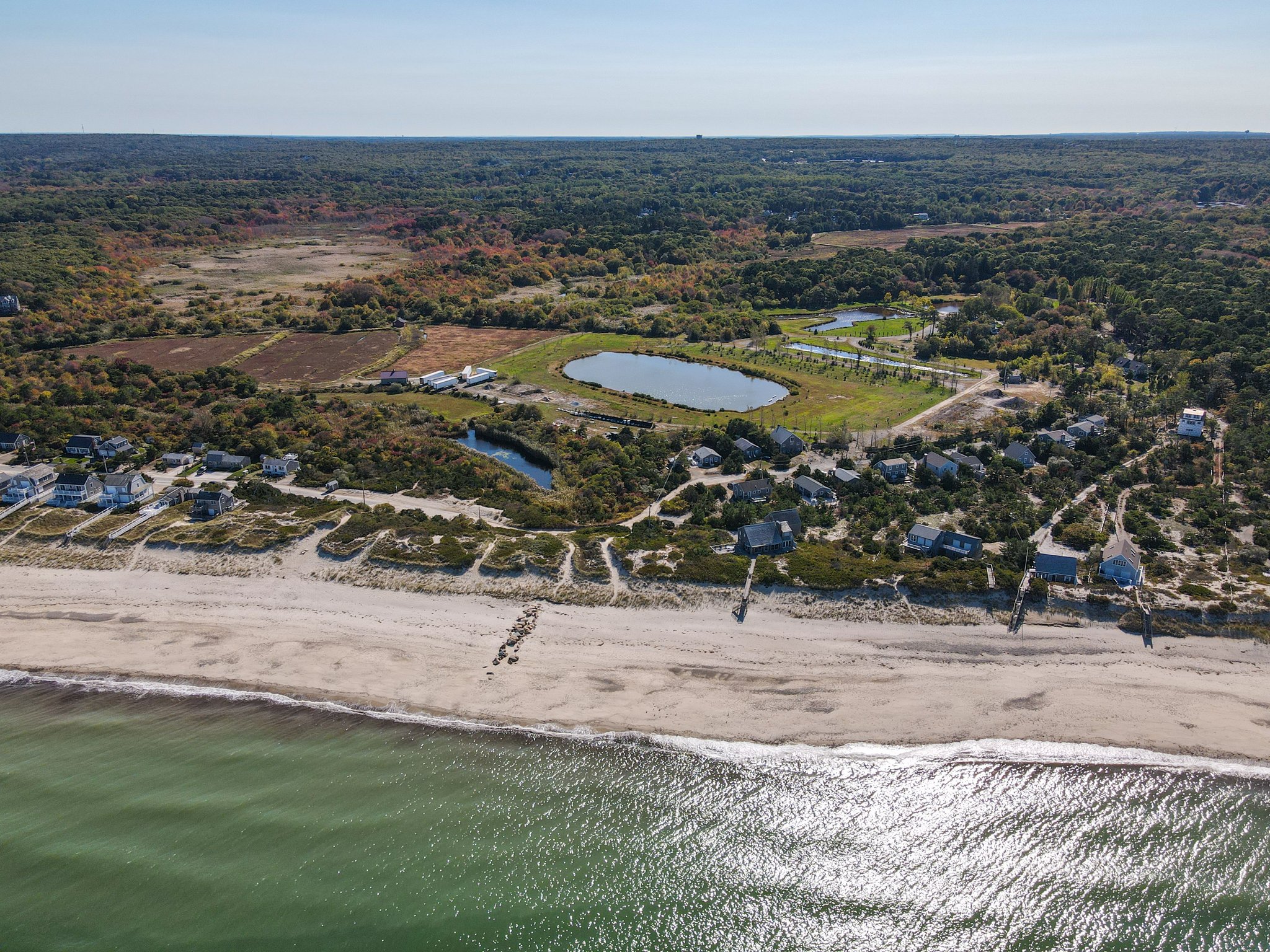 Aerial of Beach to 2 Acre Pond