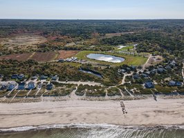 Aerial of Beach and Paths to South