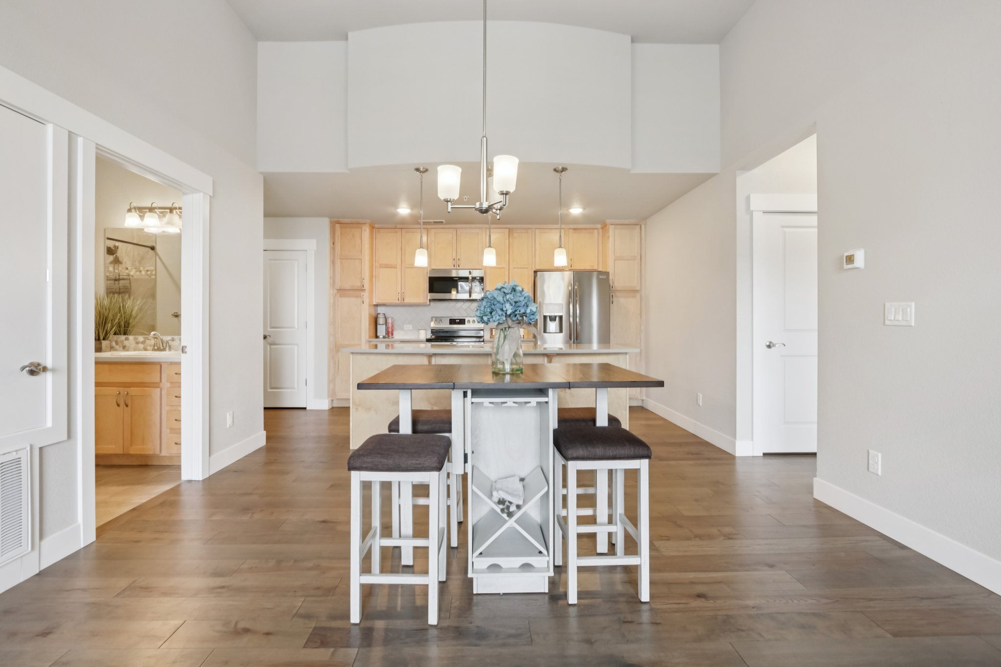 Exterior End Unit with Vaulted Ceilings and Elevator Access