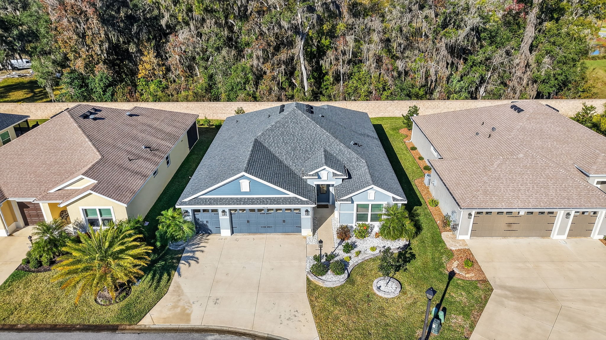 Aerial Front Elevation with Rear Wall and Woods