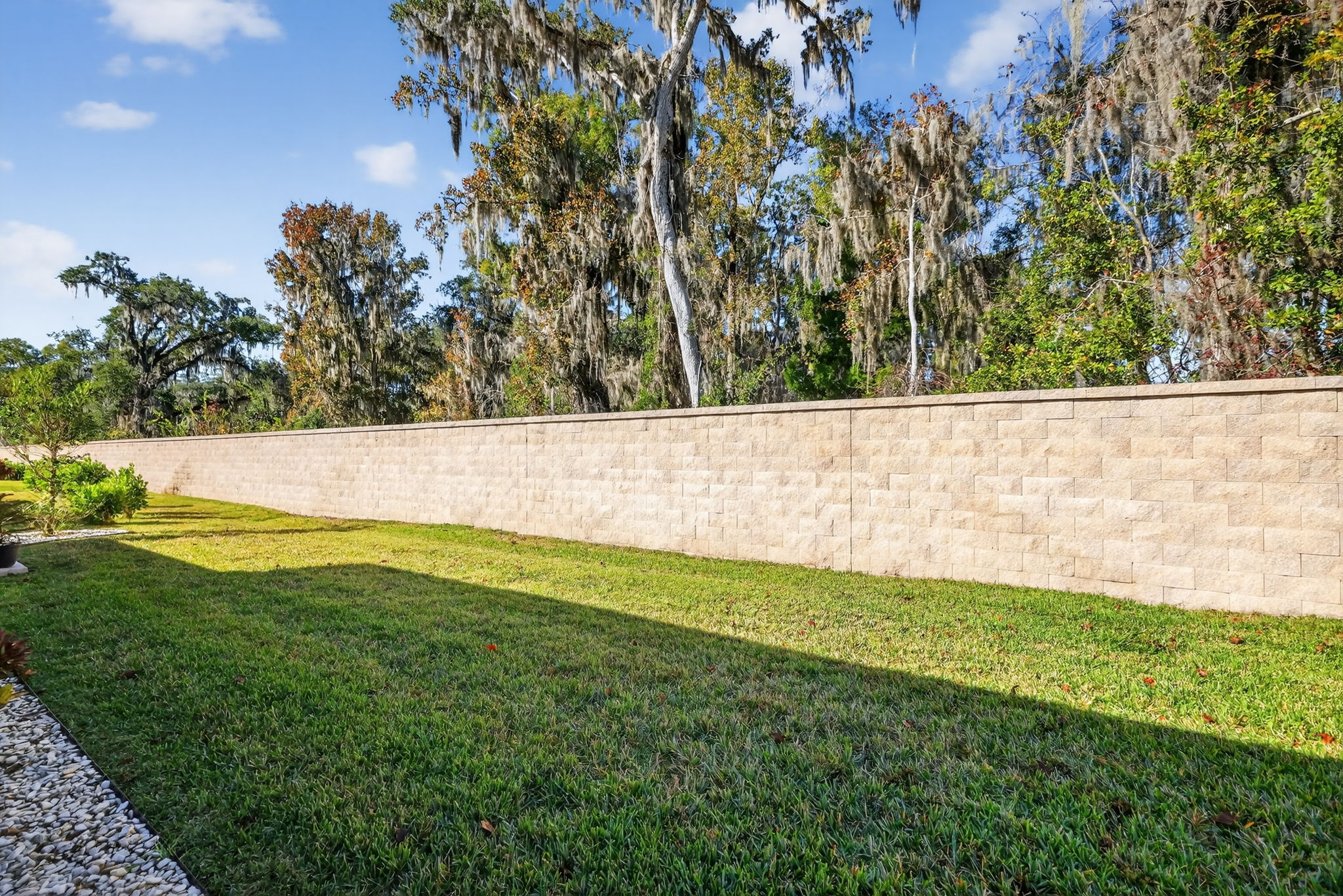 Private Rear Yard, Wall, and Woods