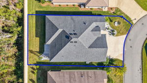 Aerial with Private Rear Yard, Wall, and Woods