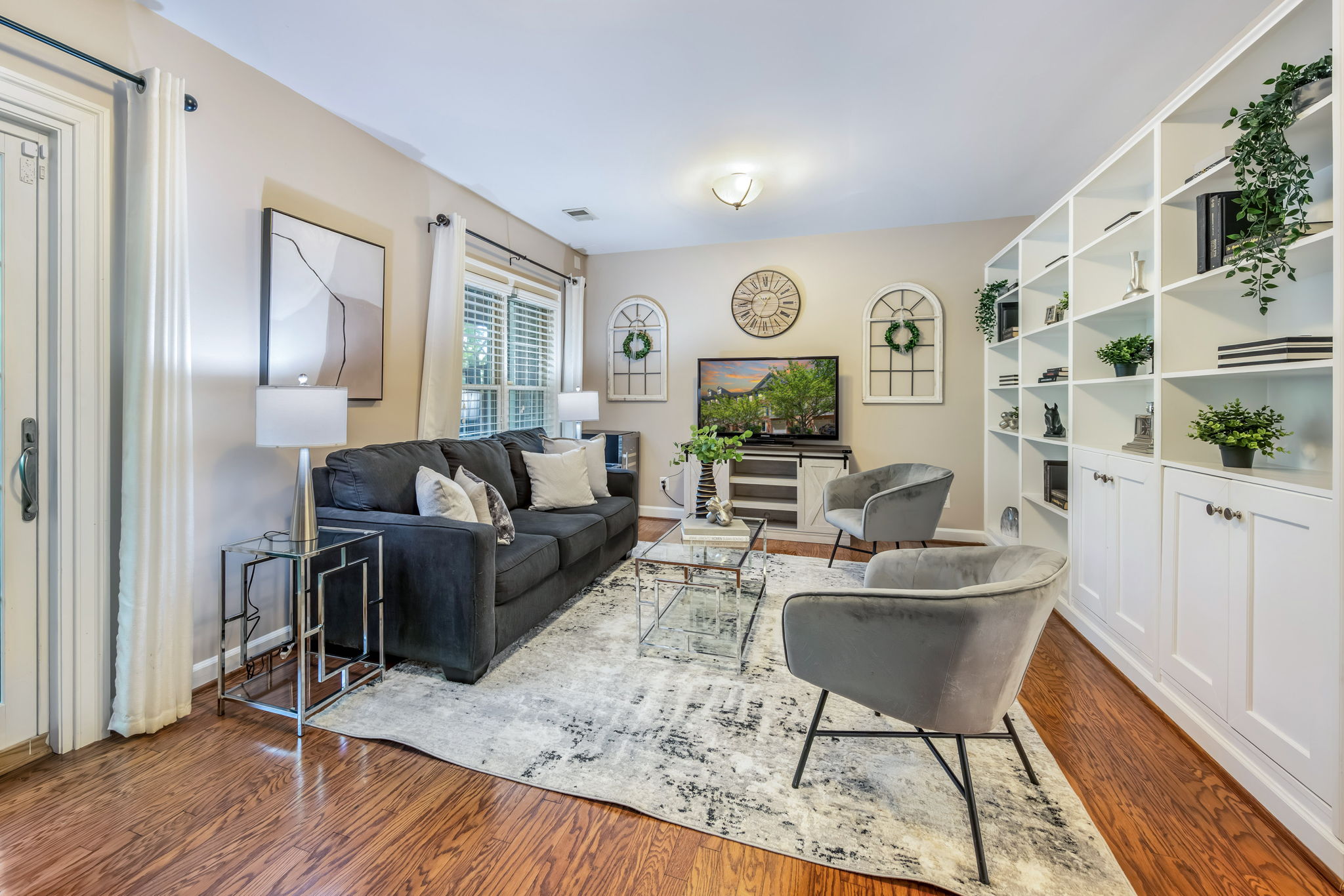 Lower Level Walkout Family Room with Built-Ins