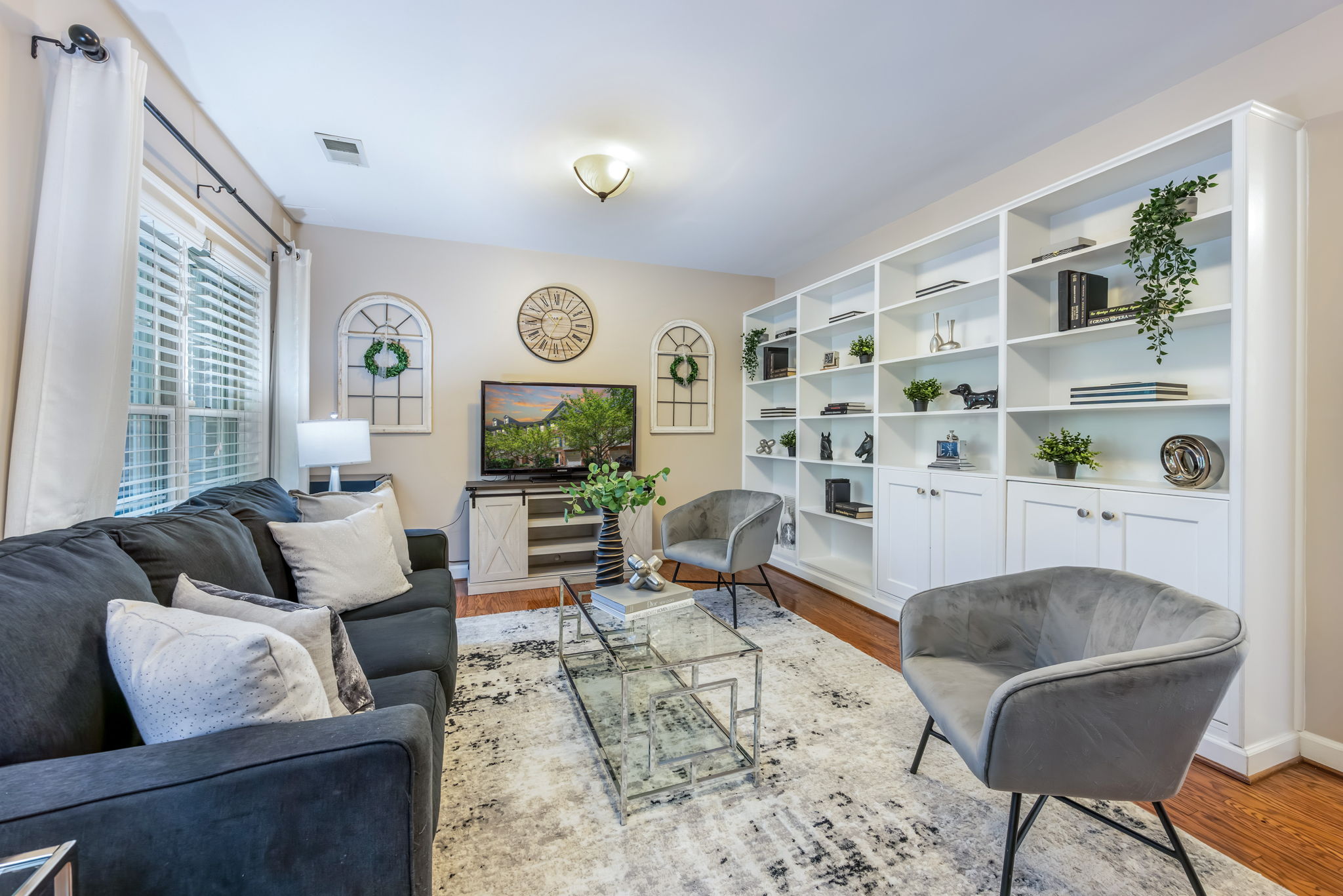 Lower Level Family Room with Built-Ins