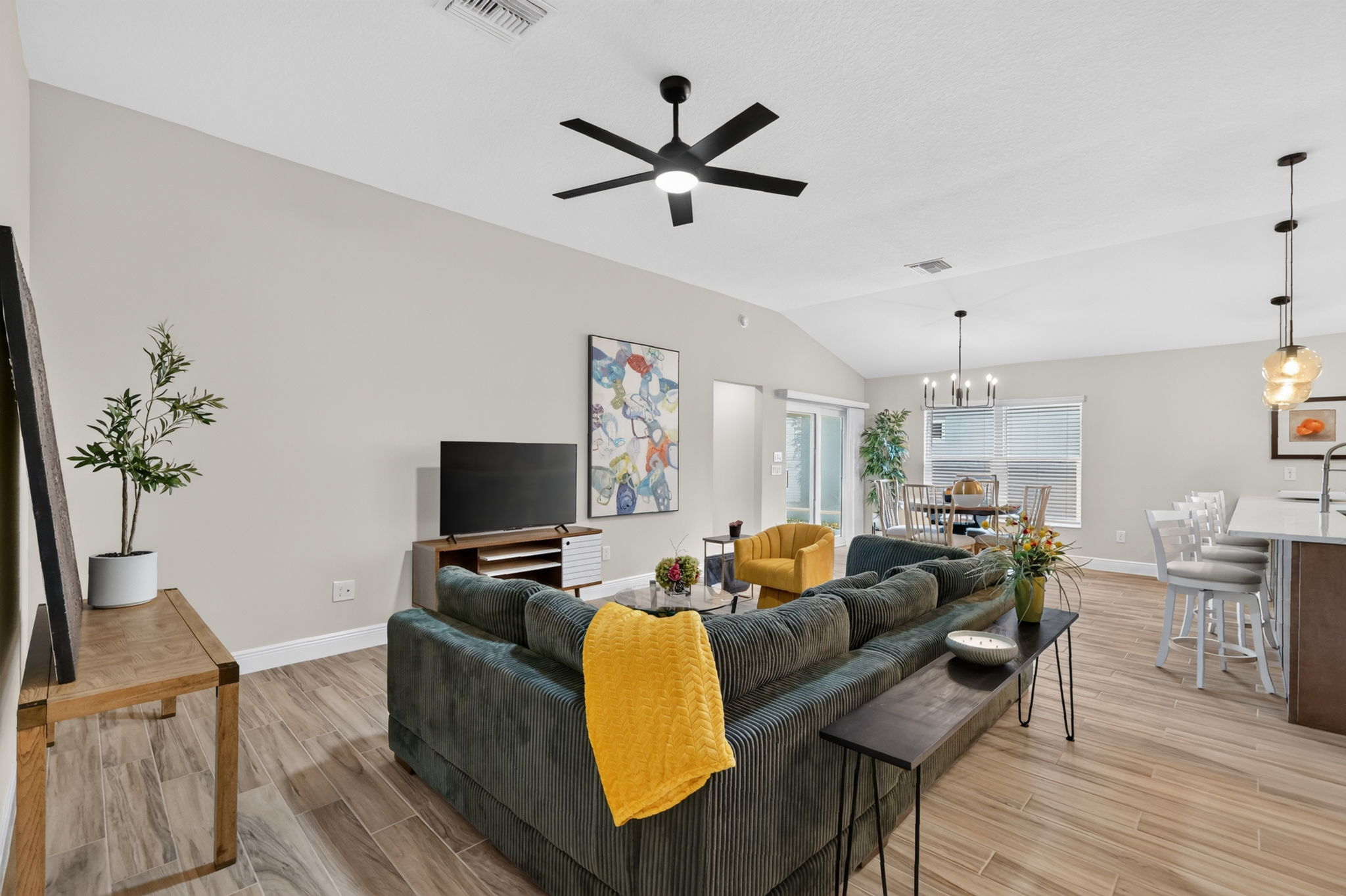Living, Dining, and Kitchen