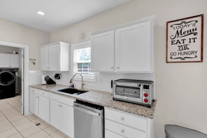 Plenty of counter tops and cabinets