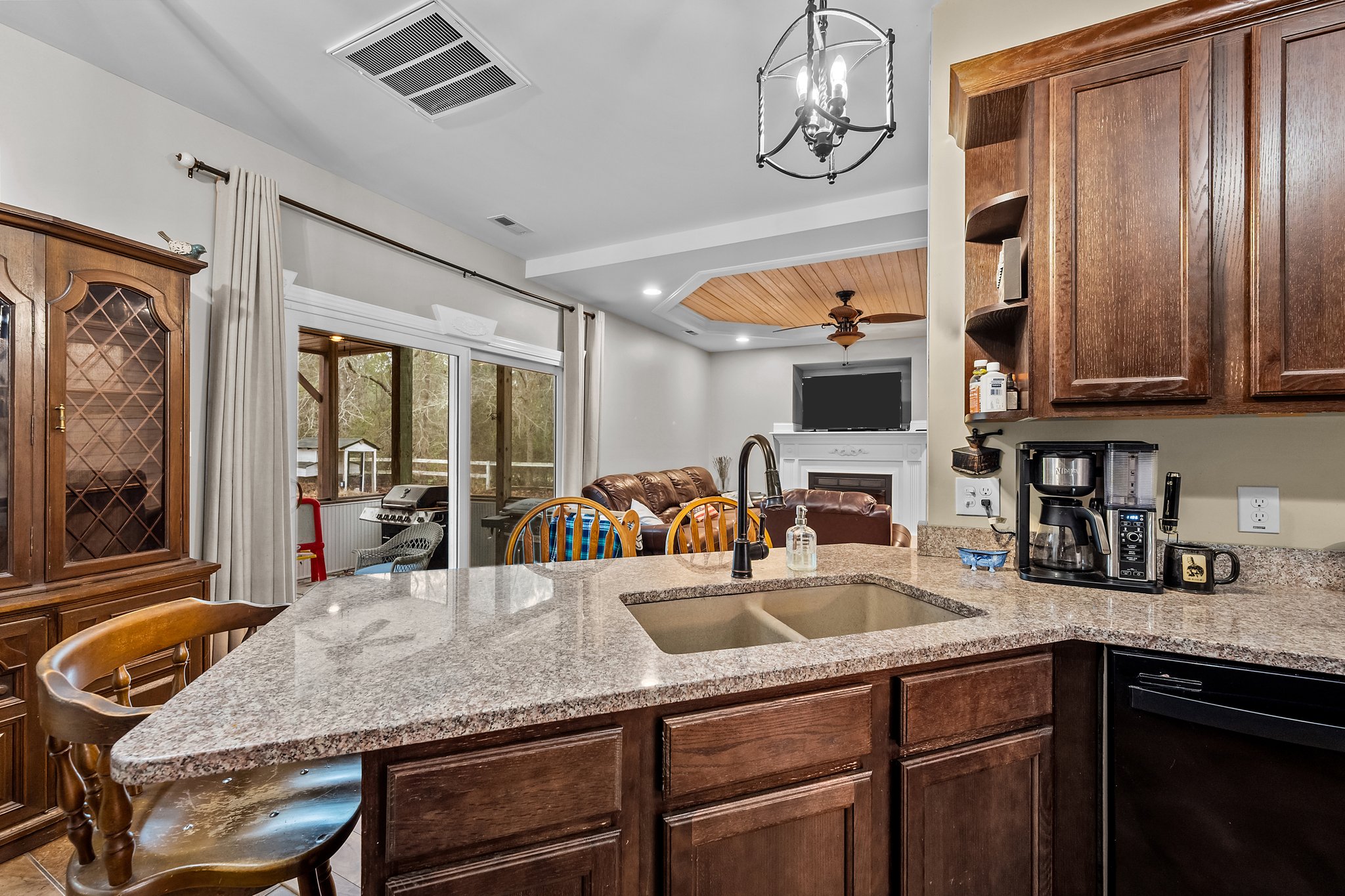 Kitchen with granite countertops