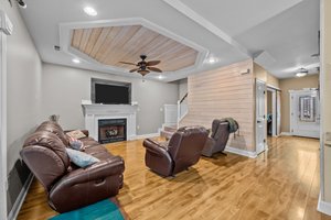 Living room with tongue and groove accents