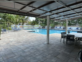 Shaded pavilion area at the pool.