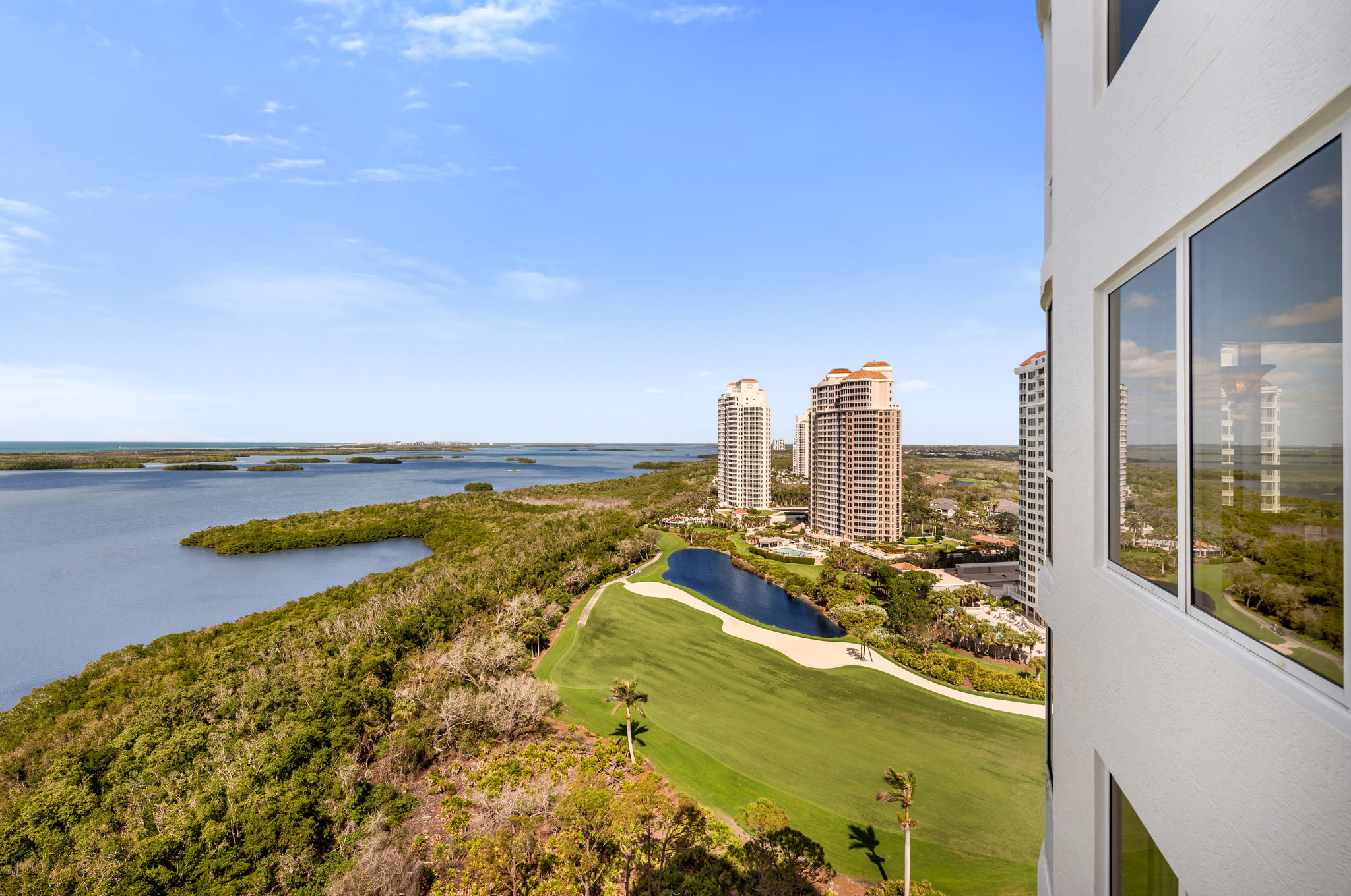 So many aspects of life...golf, gulf, bay, preserve.. Watch people, birds, fish, and twinkling night lights