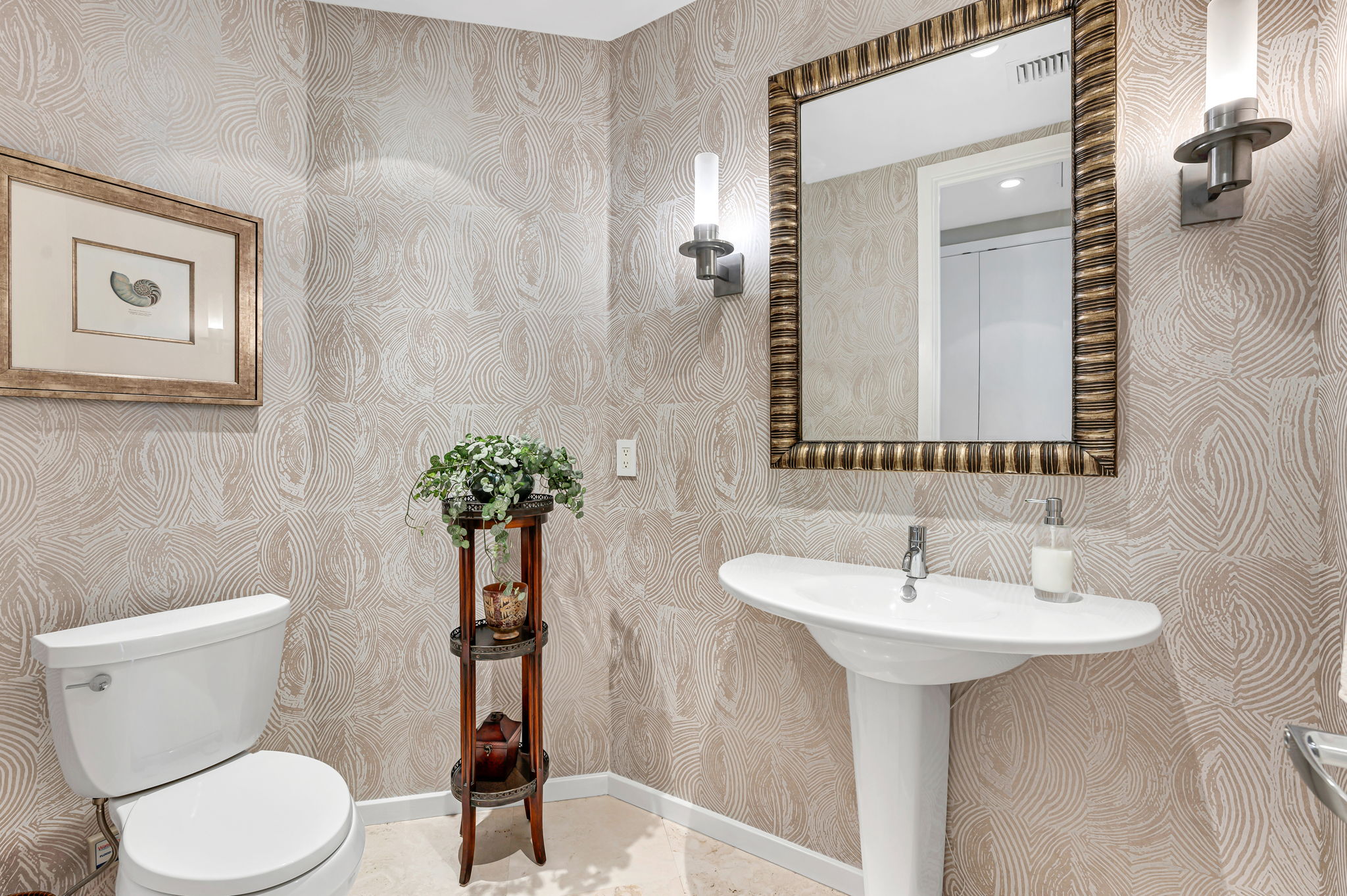 Powder Room has soft hues of silver and gold