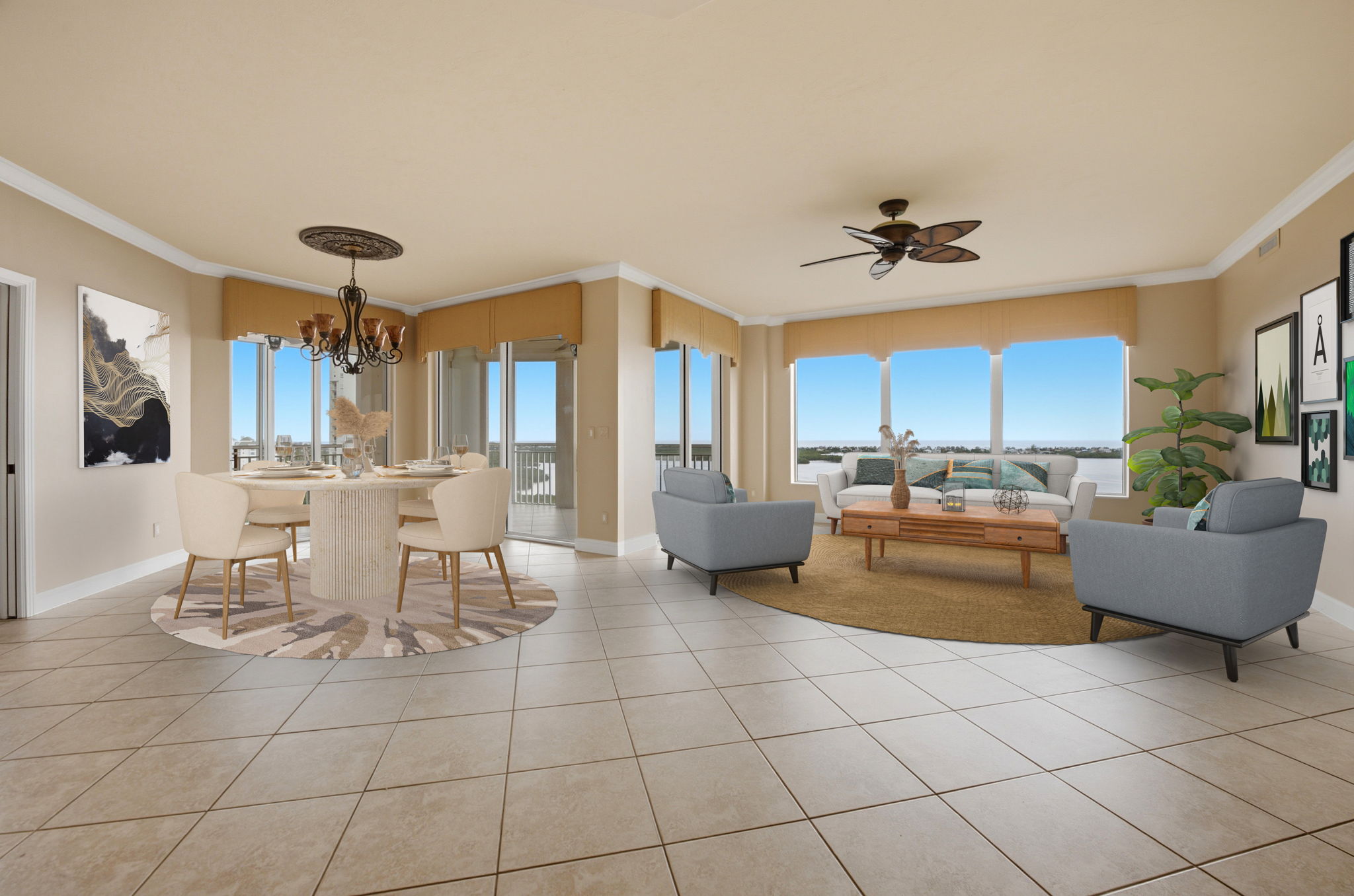Virtually Staged Living to Dining