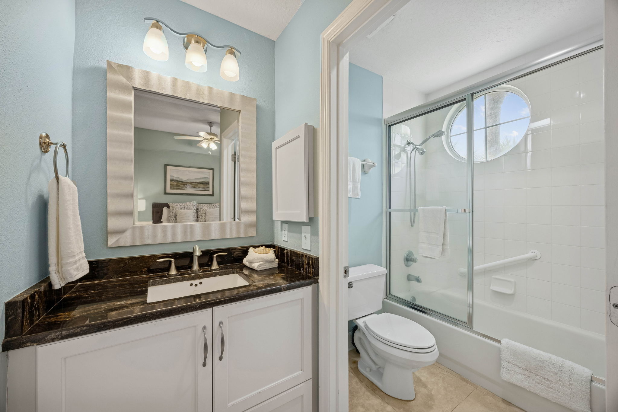 It also has its own ensuite bath for added comfort and privacy.